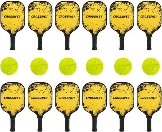 Crossnet - Pickleball schoolset - Elite - Set van 12 rackets en 6 ballen