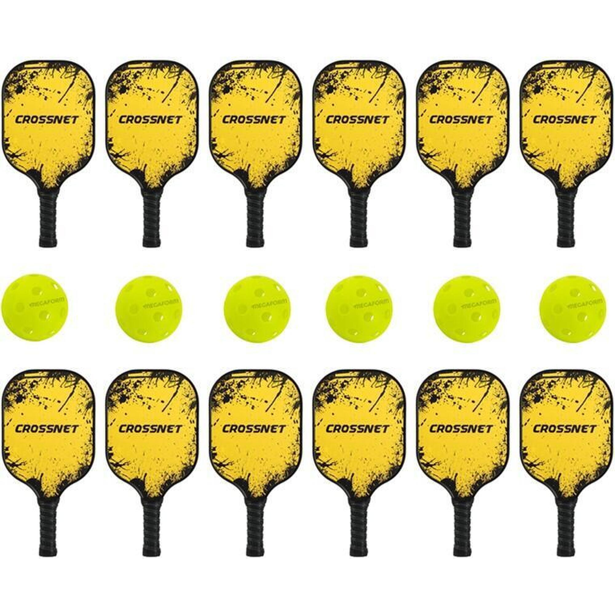 Crossnet - Set Pickleball - D'élite - Lot de 12 raquettes et 6 balles