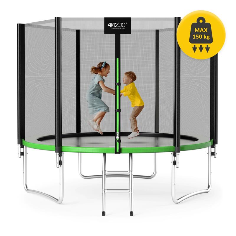 Trampolina ogrodowa dla dzieci do skakania 4FIZJO CLASSIC 312cm 10FT zielona