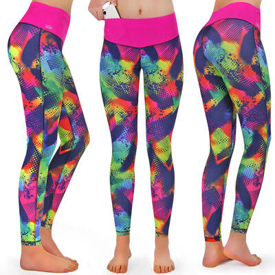 Damen lange Laufhose-Hoher Bund. Atmungsaktiv. mit Handytasche-brazil