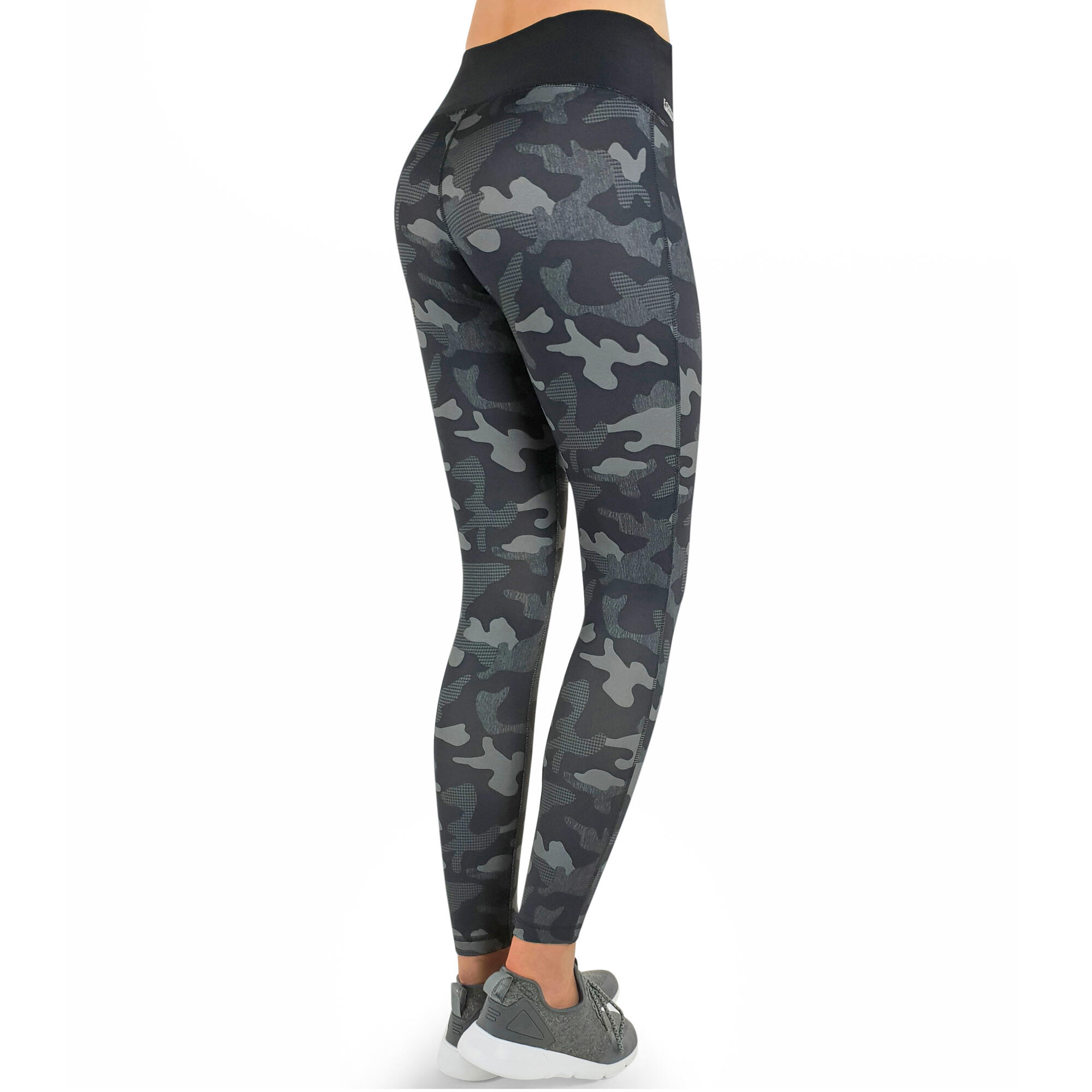 Damen lange Laufhose-Hoher Bund, Atmungsaktiv, mit Handytasche-Camouflage dark 7/7