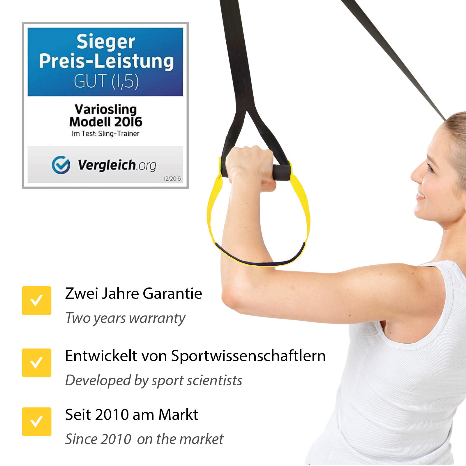 Original Schlingentrainer mit Türanker Anleitung und Übungsposter-Gelb 2/7