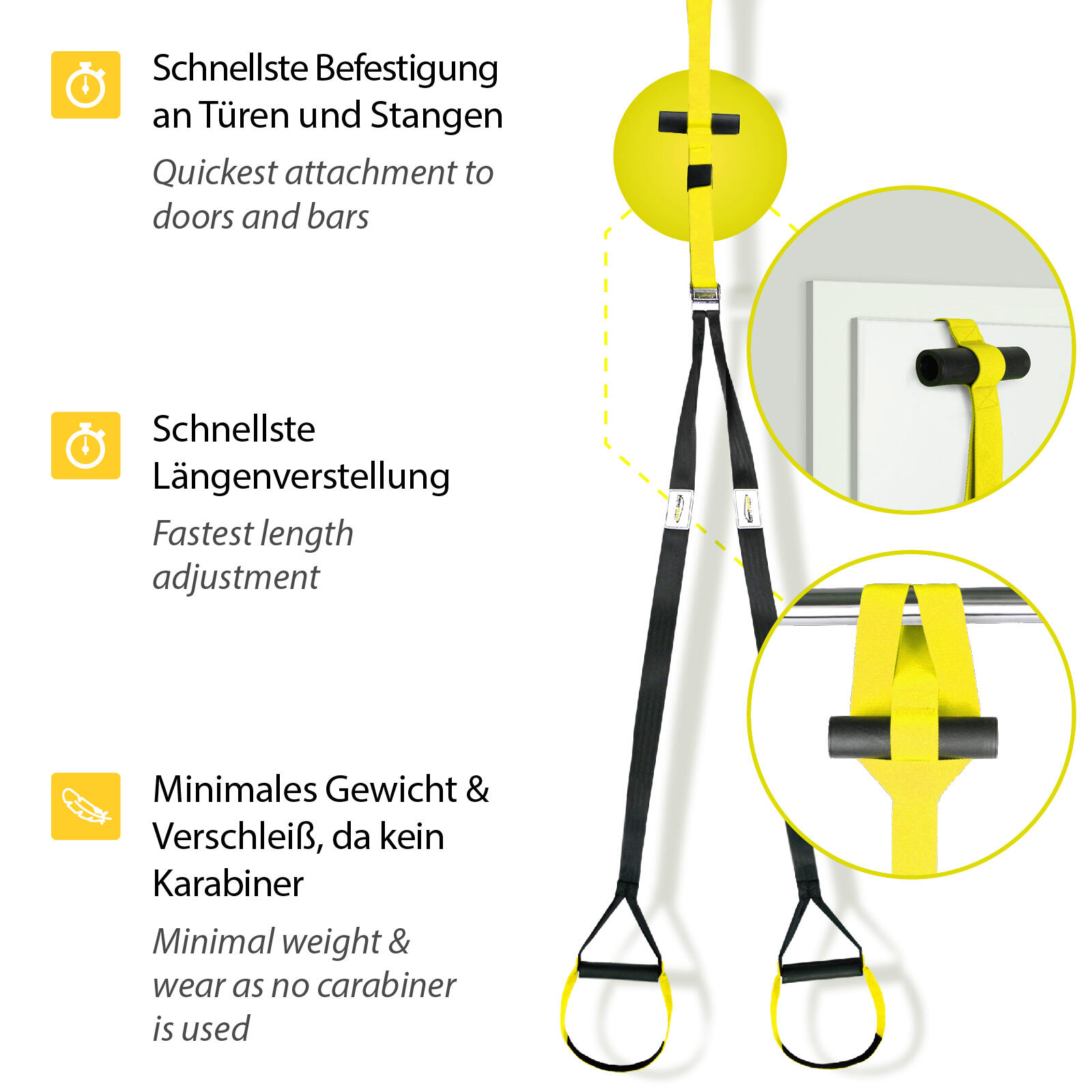Original Schlingentrainer mit Türanker Anleitung und Übungsposter-Gelb 3/7
