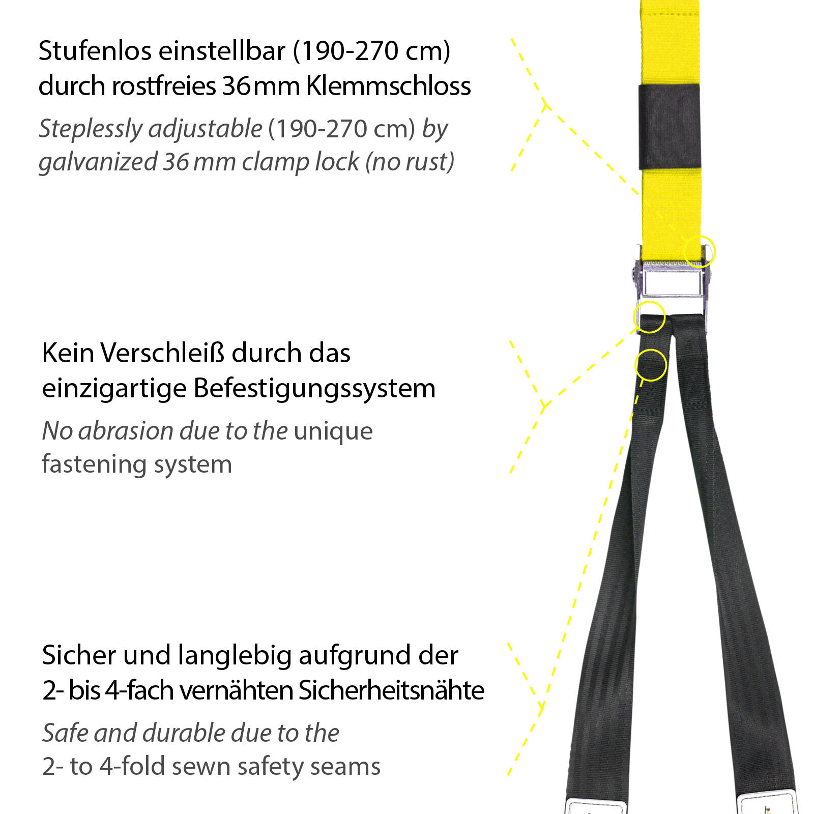 Original Schlingentrainer mit Türanker Anleitung und Übungsposter-Gelb 4/7