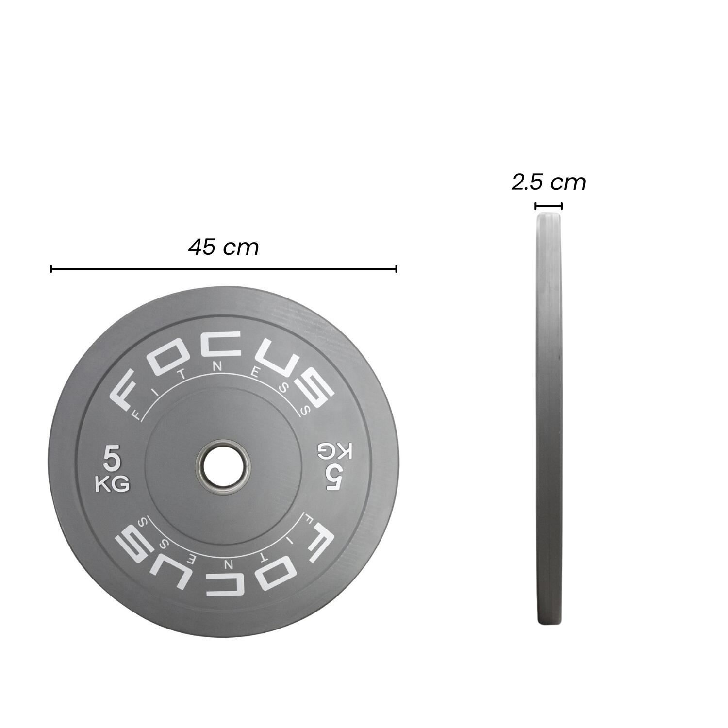 Plaque de poids olympique 50 mm Plaque pare-chocs - 5 kg - Gris 4/7