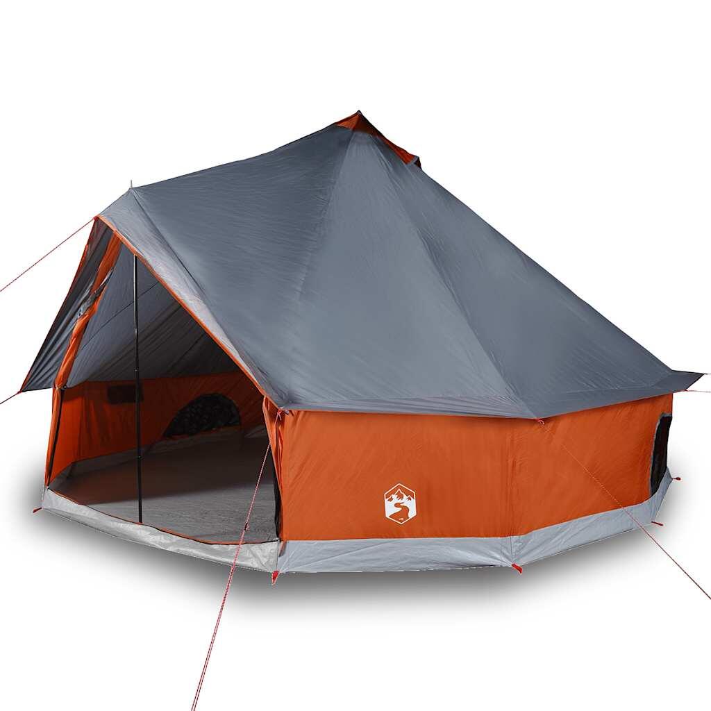 Tente tipi VidaXL 10 personnes imperméable gris et orange 4/7