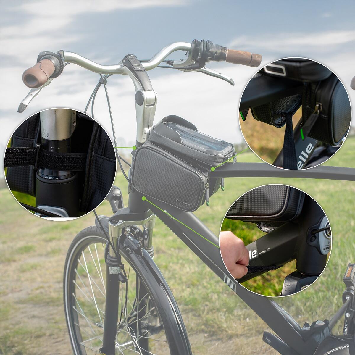 Saco para bicicleta no quadro VAYOX VA0168 com estojo para telefone 6/7