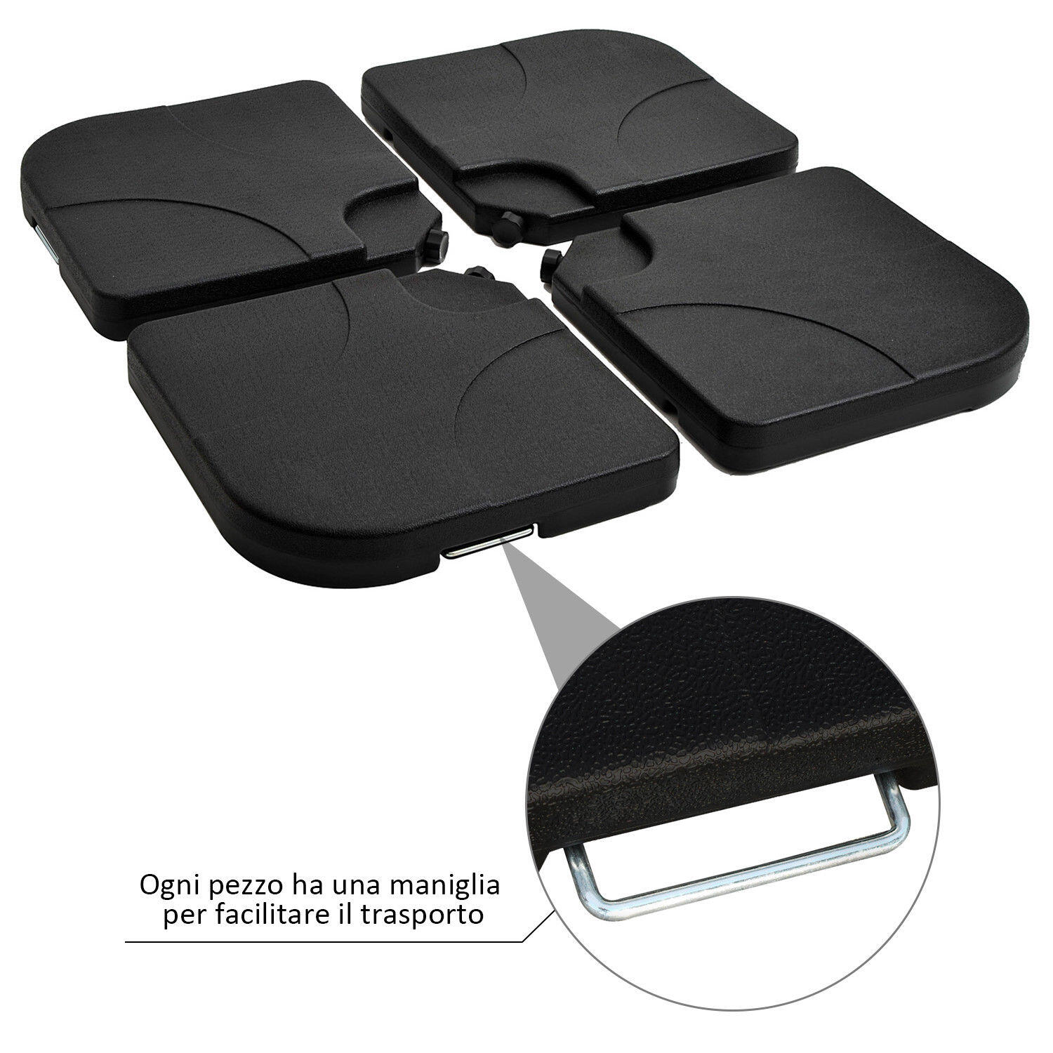 Outsunny Base per Ombrellone da Esterno in Plastica, Set 4 pezzi, 50×50×7.5cm 5/8