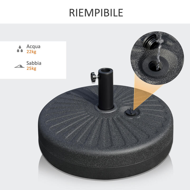 Outsunny Baza pentru Umbrelă de Exterior cu Stâlp Central Φ3.8 cm Și 4.8 cm