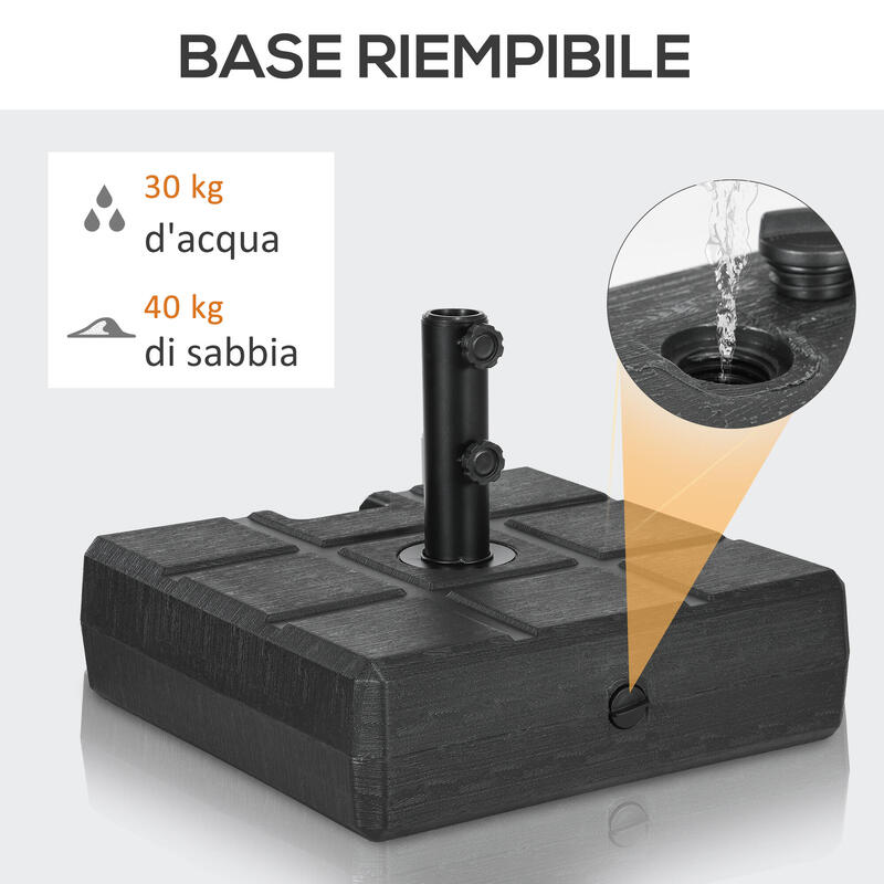 Bază de umbrelă Outsunny 3,5 m din HDPE si oțel, negru
