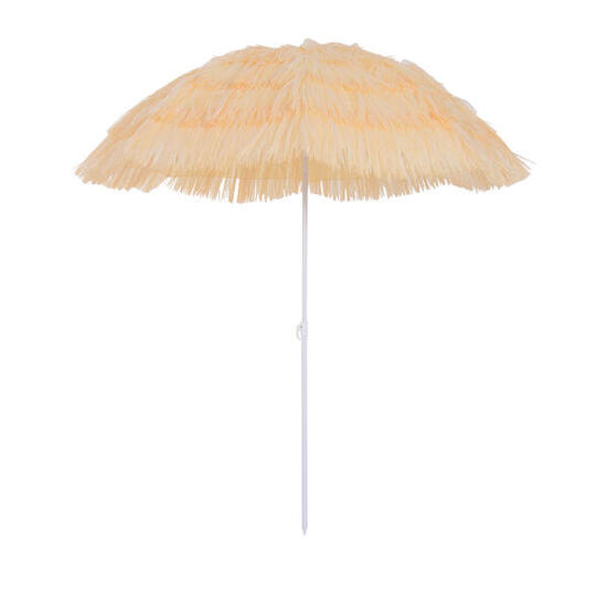 Outsunny Ombrellone da Spiaggia 1.6x2 m Beige a 8 Stecche