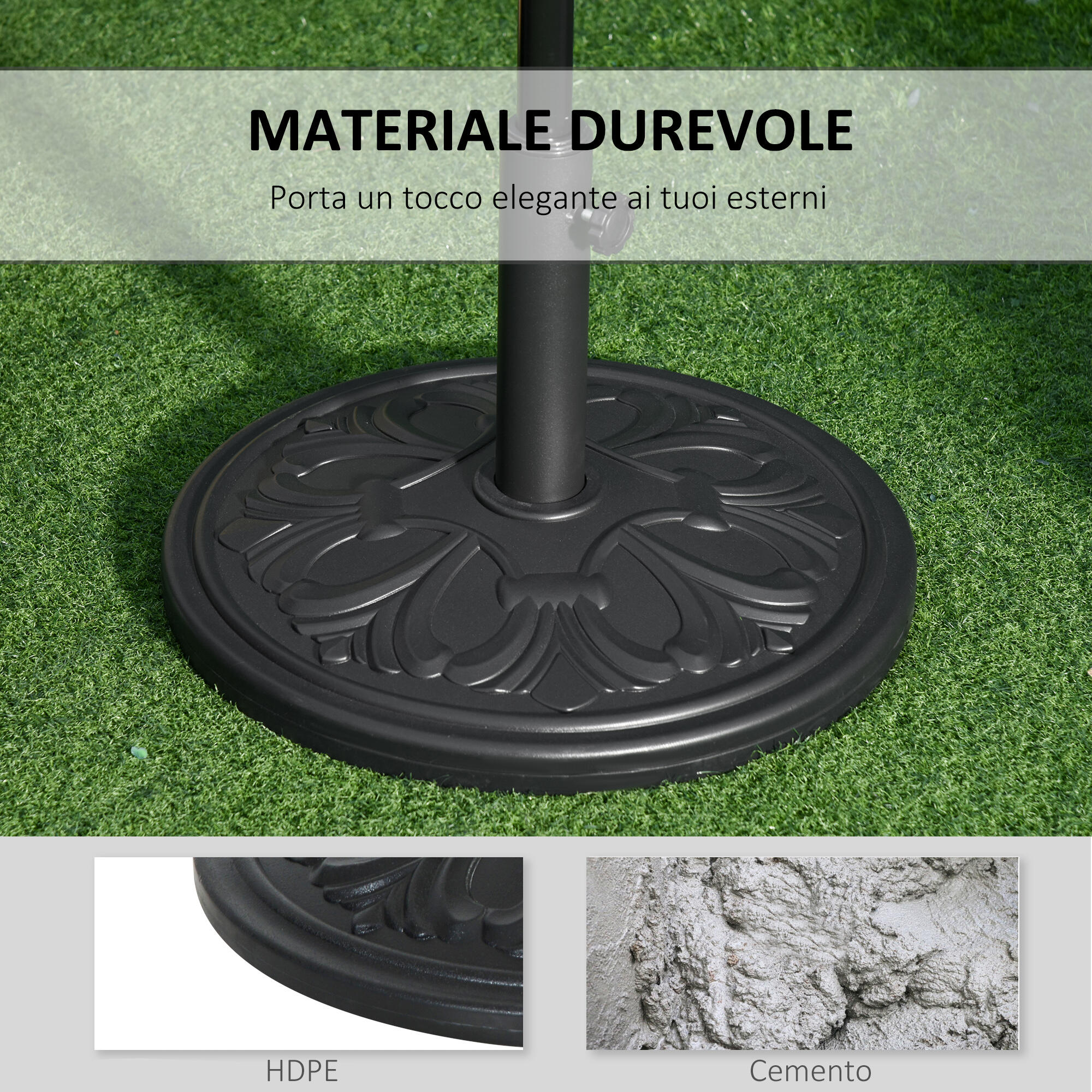 Outsunny Base per Ombrellone Φ48cm in Plastica da 13kg per Pali da 35-38-48mm 5/7