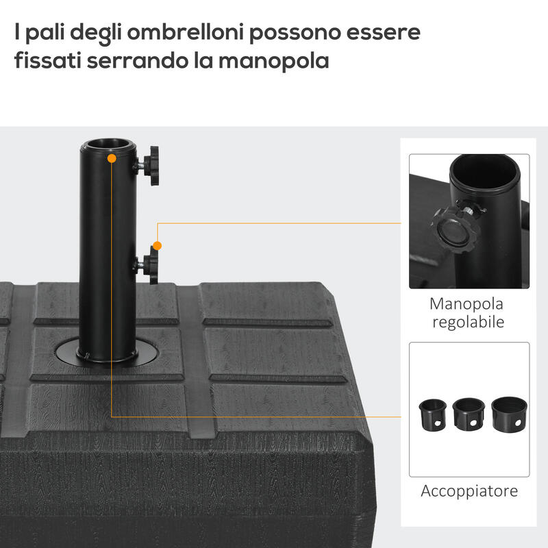 Bază de umbrelă Outsunny 3,5 m din HDPE si oțel, negru