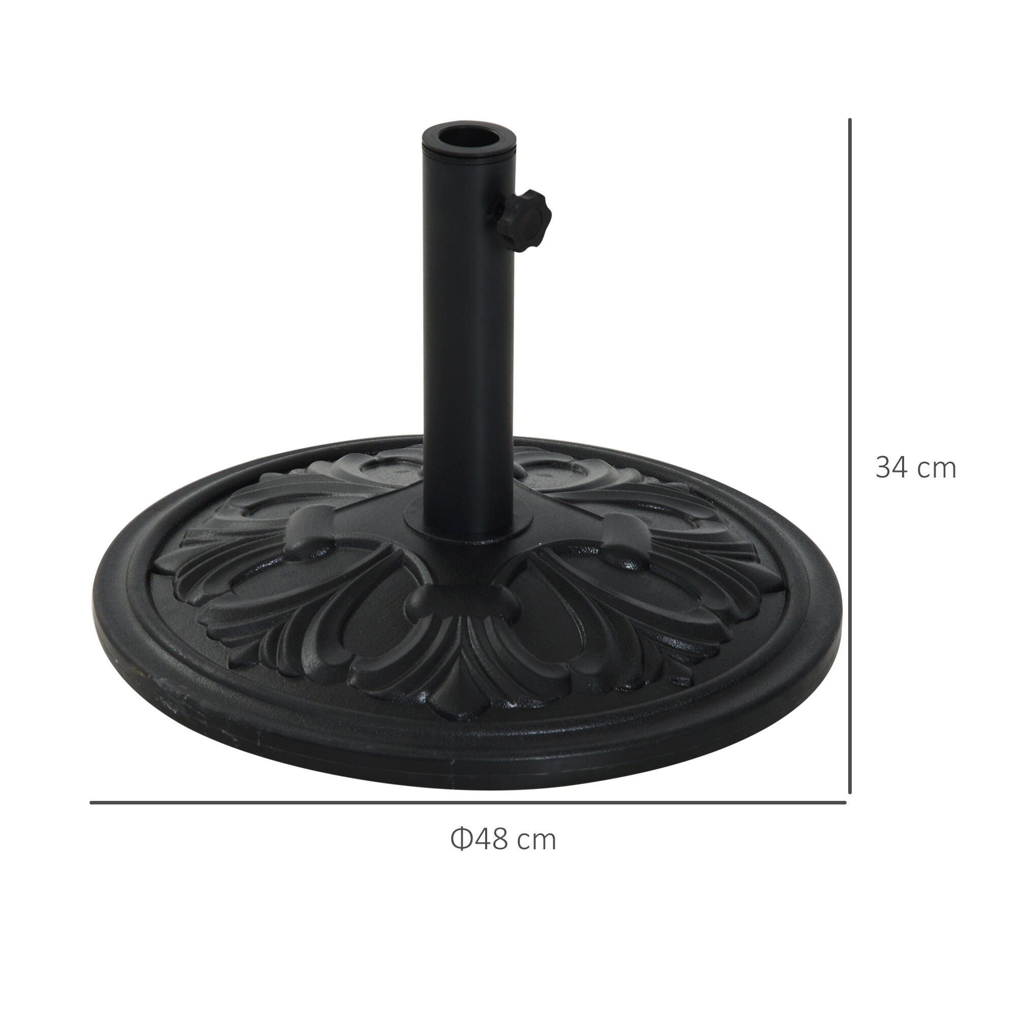 Outsunny Base per Ombrellone Φ48cm in Plastica da 13kg per Pali da 35-38-48mm 3/7