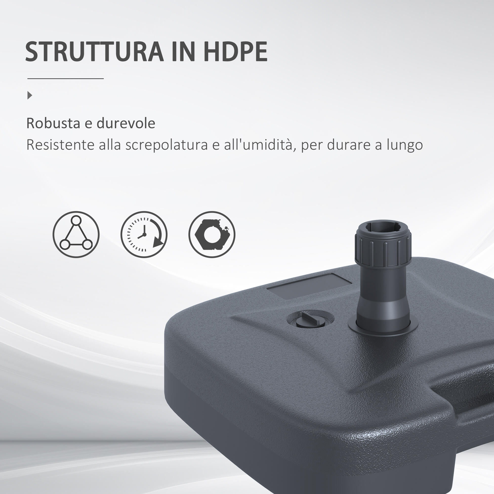 Outsunny Base per Ombrellone Riempibile con Acqua e Sabbia 46x45x26cm HDPE 4/7