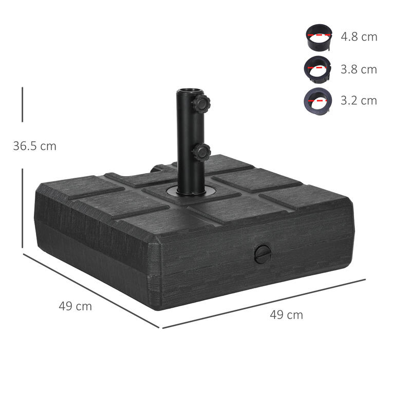 Bază de umbrelă Outsunny 3,5 m din HDPE si oțel, negru
