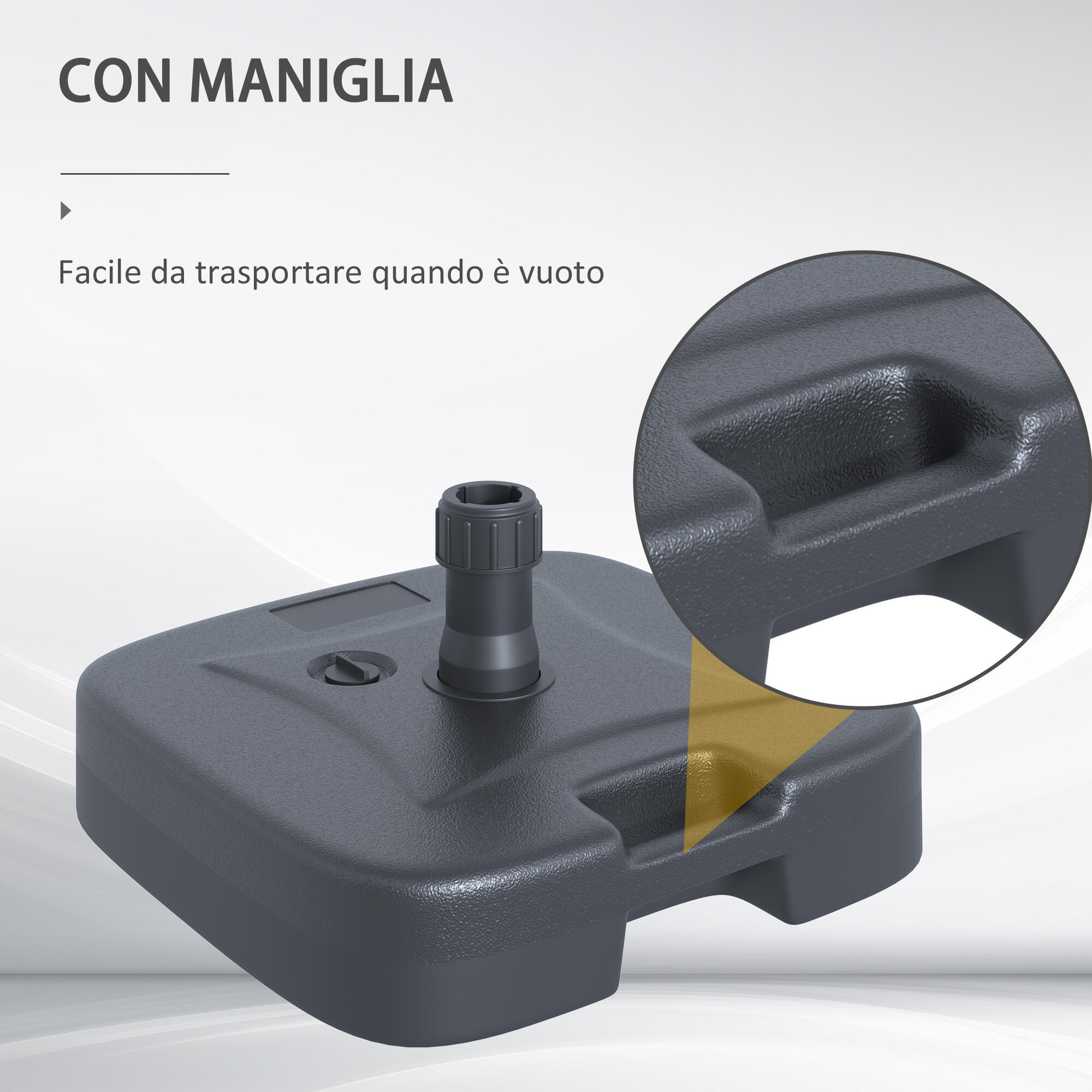 Outsunny Base per Ombrellone Riempibile con Acqua e Sabbia 46x45x26cm HDPE 6/7
