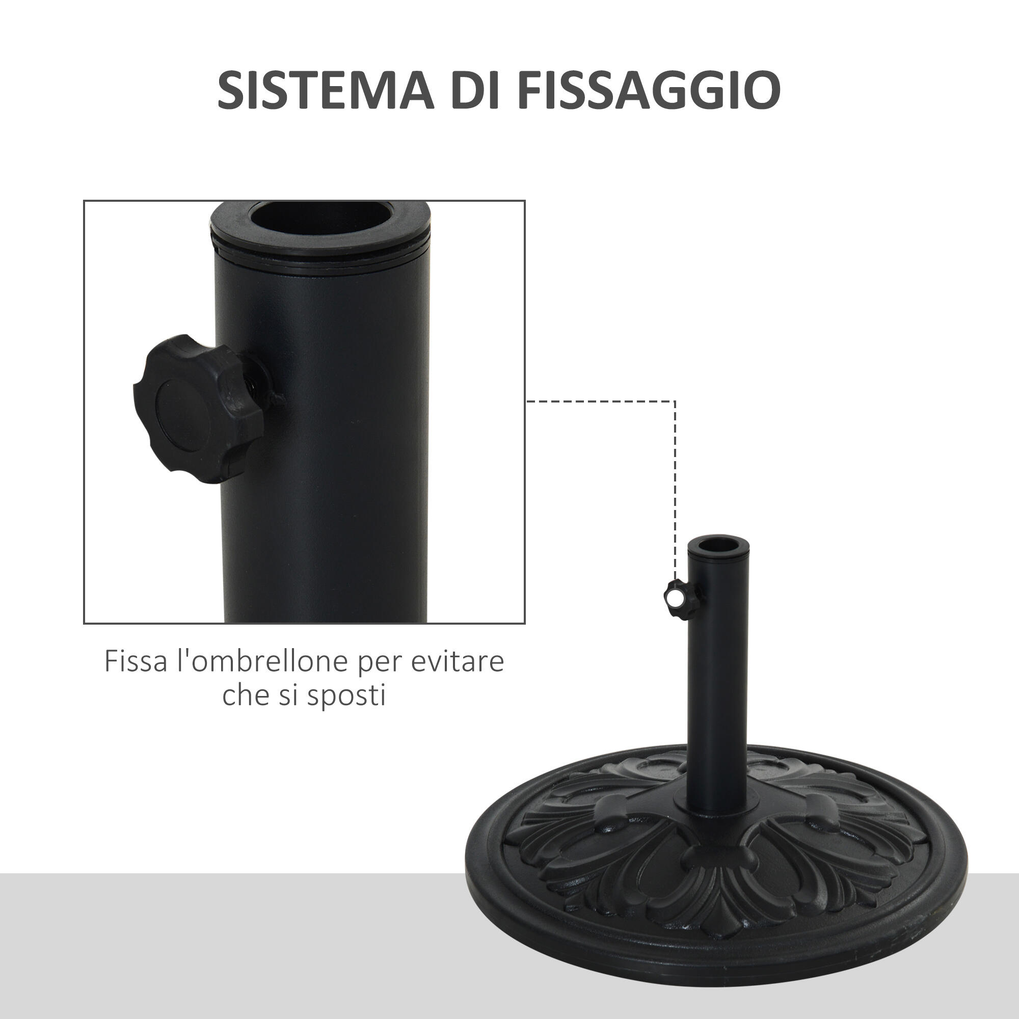 Outsunny Base per Ombrellone Φ48cm in Plastica da 13kg per Pali da 35-38-48mm 4/7