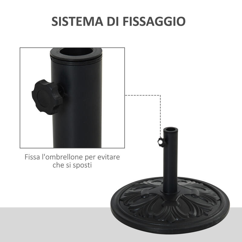 Outsunny Bază de Umbrelă din Plastic Φ48cm 13kg pentru Stâlpi de 35-38-48 mm