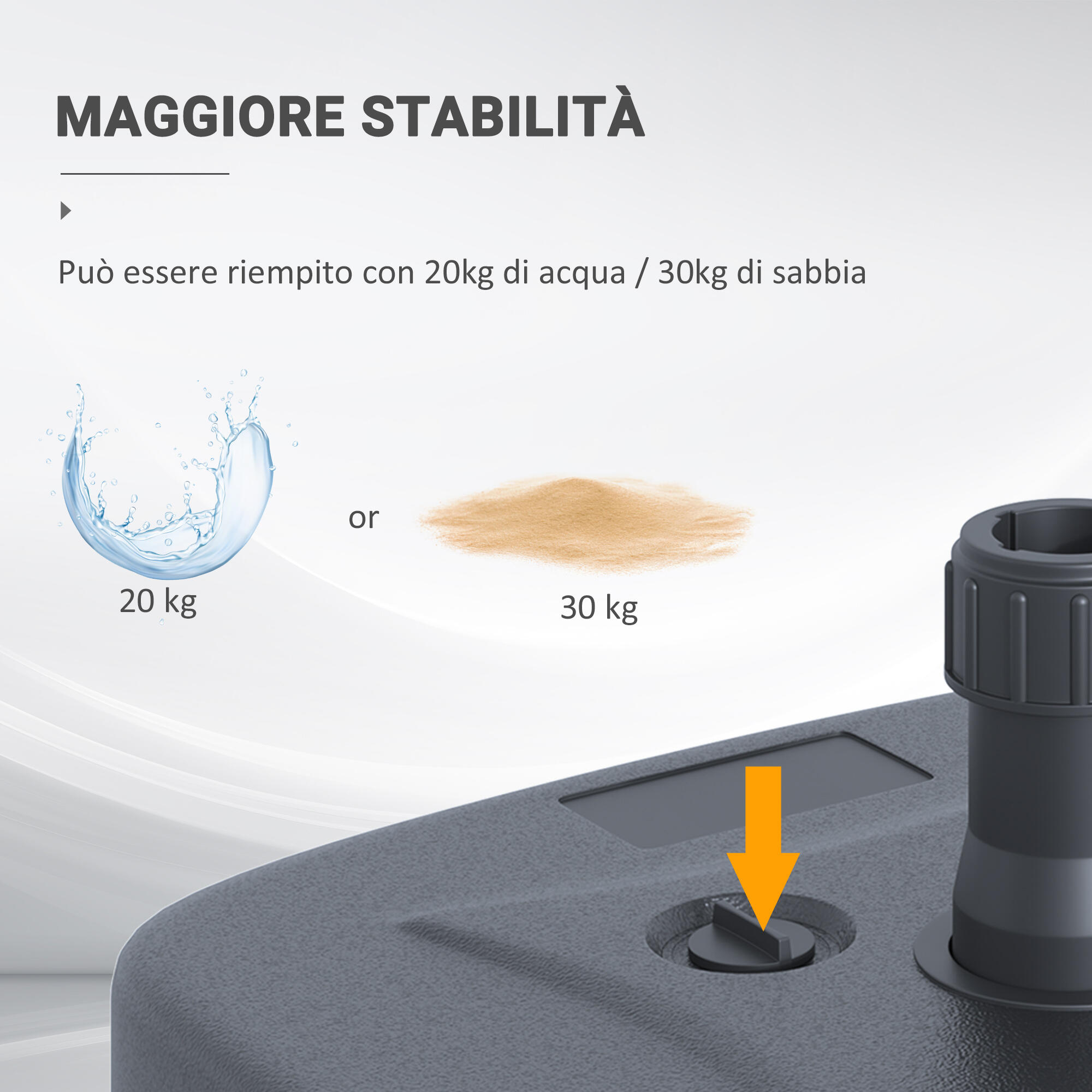 Outsunny Base per Ombrellone Riempibile con Acqua e Sabbia 46x45x26cm HDPE 5/7