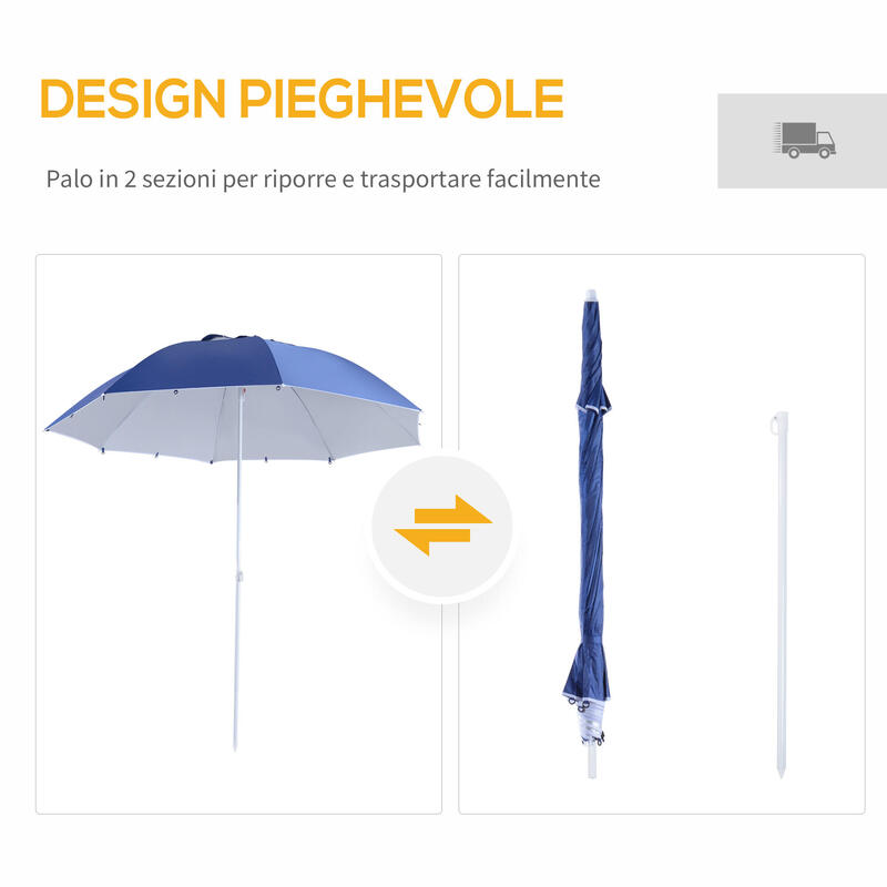 Outsunny Umbrelă de Exterior Parasolar 2X2.1m Albastru