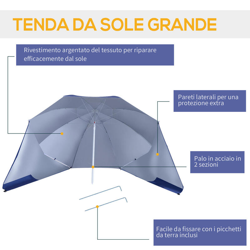 Outsunny Umbrelă de Exterior Parasolar 2X2.1m Albastru