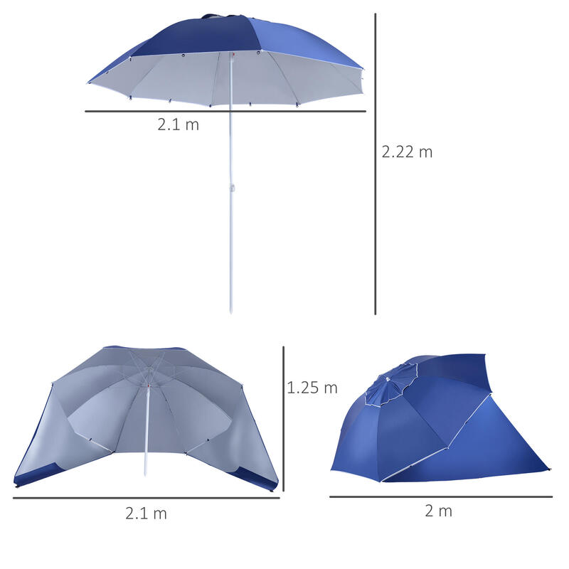 Outsunny Umbrelă de Exterior Parasolar 2X2.1m Albastru