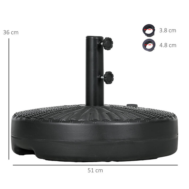 Bază pentru Umbrelă de Grădină, Outsunny, din HDPE și Oțel, Ø51x36 cm, Negru
