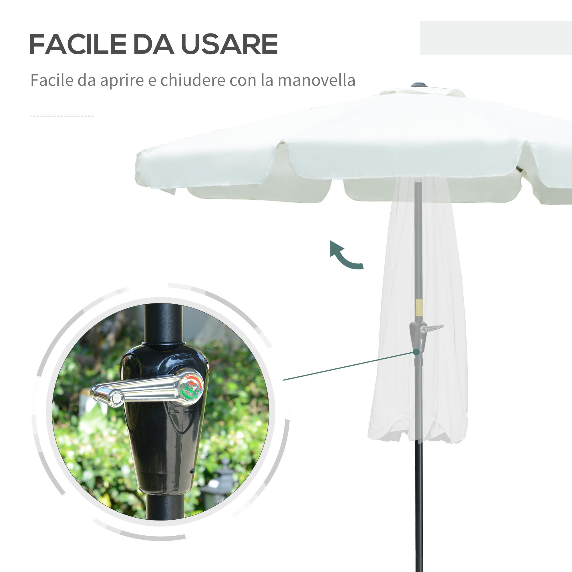 Outsunny Ombrellone da Esterno e Terrazza Ø2.7x2.5 m Beige 5/7