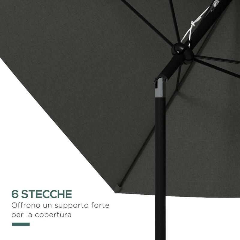 Outsunny Umbrelă de Exterior 2X3M Înclinabilă Și deschidere Manivelă Gri