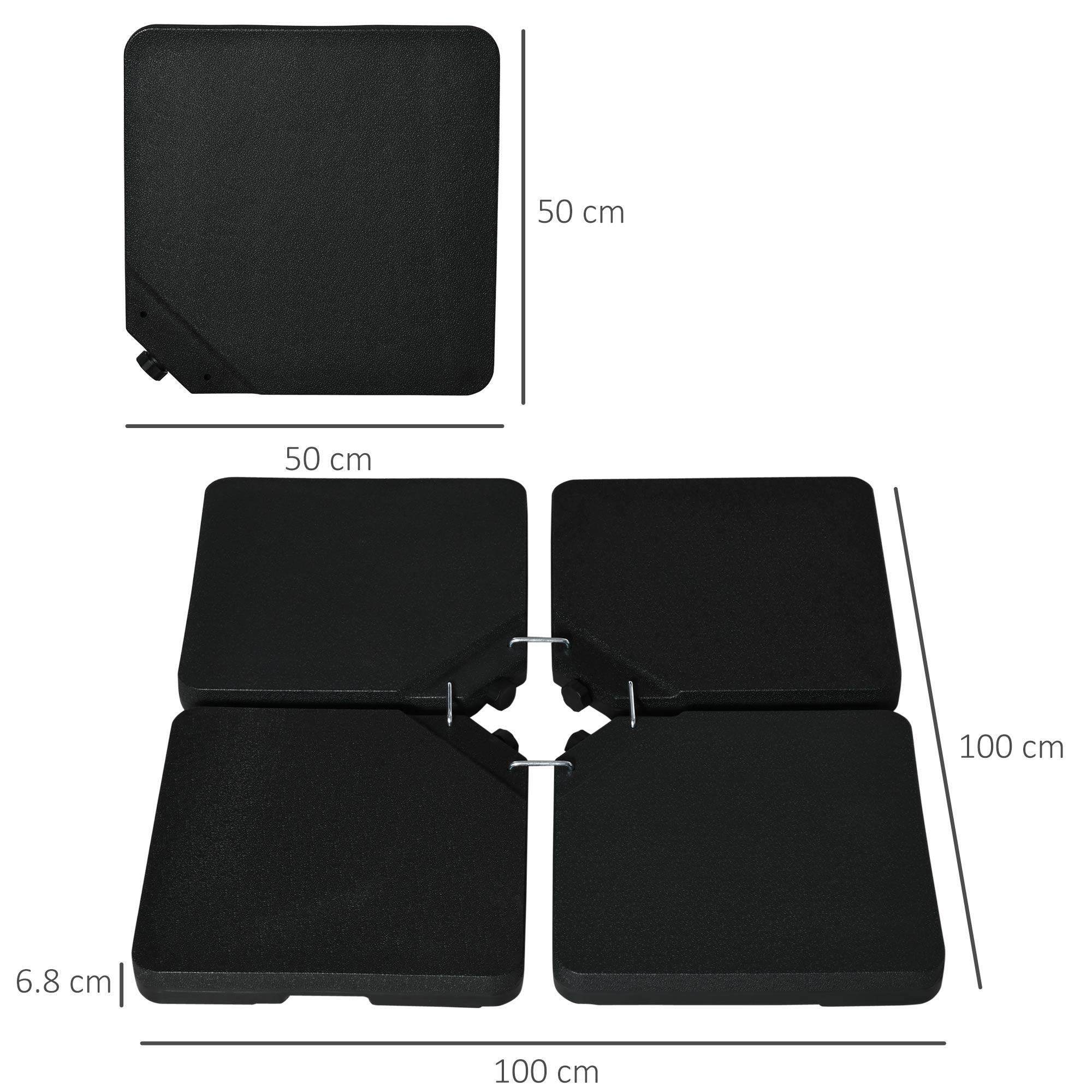 Outsunny Base per Ombrellone da 4 Pezzi Riempibili con Acqua o Sabbia Nero 3/8
