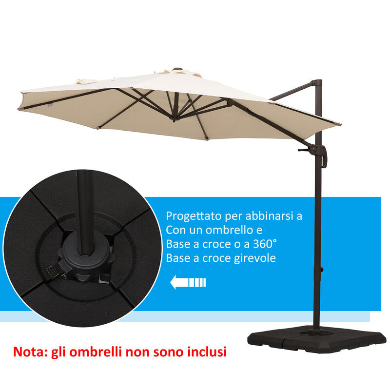 Outsunny 4 Piese Umbrelă de Bază Umplebilă cu Apă Sau Nisip