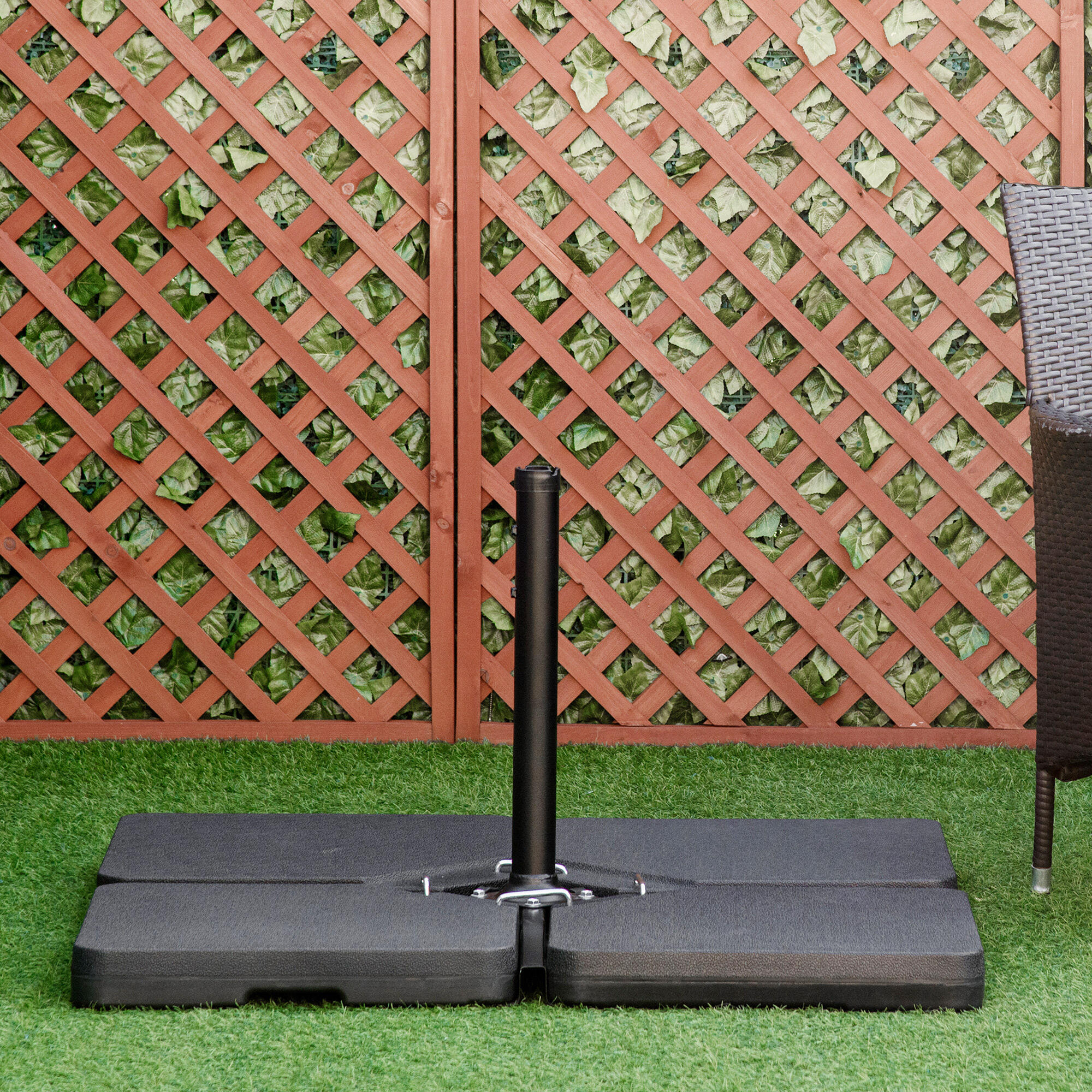 Outsunny Base per Ombrellone da 4 Pezzi Riempibili con Acqua o Sabbia Nero 2/8