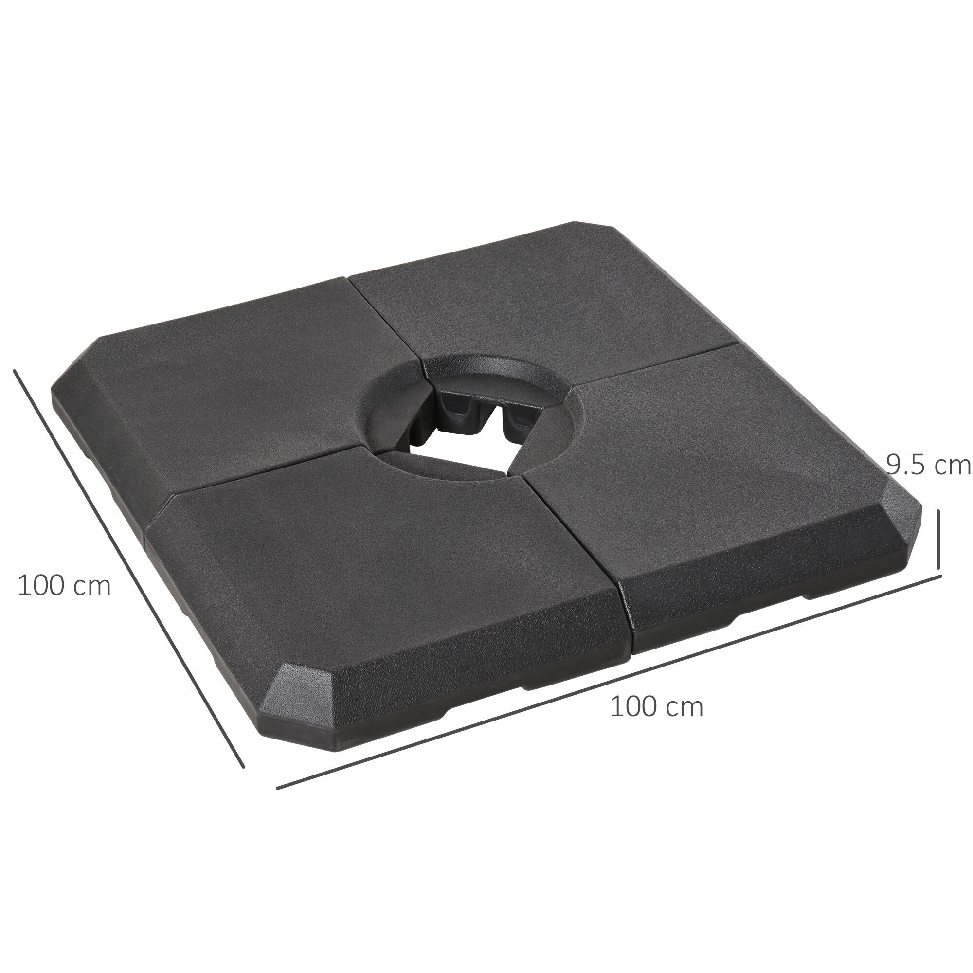 Outsunny Base per Ombrellone a Braccio da 4 Pezzi Riempibile con Acqua o Sabbia 3/8