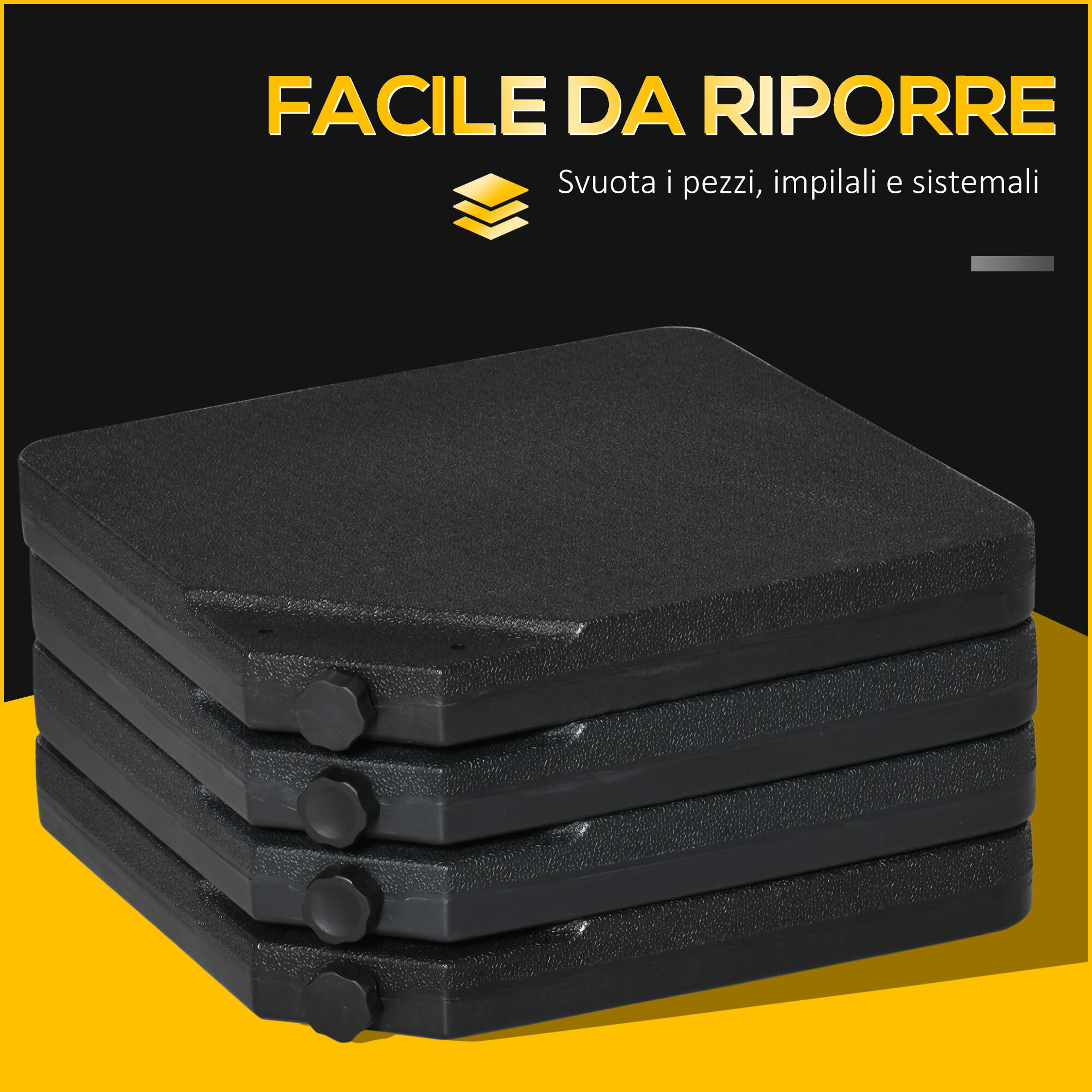 Outsunny Base per Ombrellone da 4 Pezzi Riempibili con Acqua o Sabbia Nero 7/8