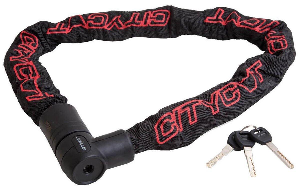 Lucchetto bici a catena 120 cm nero rosso - ART4 1/3