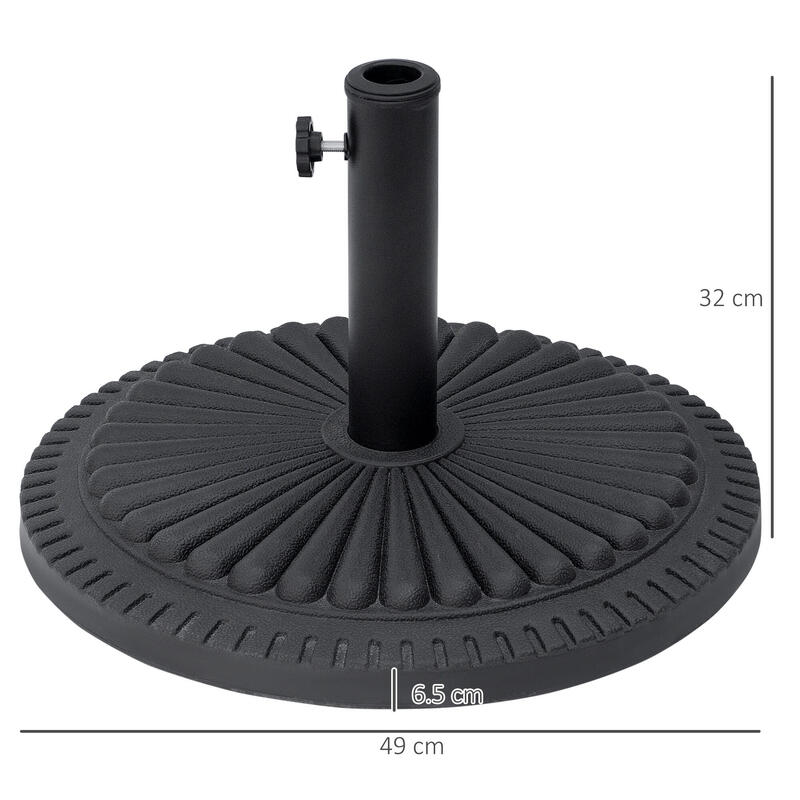 Outsunny Bază Rotundă de Umbrelă din Plastic 15 kg pentru Stâlpi de 35-38-48  mm