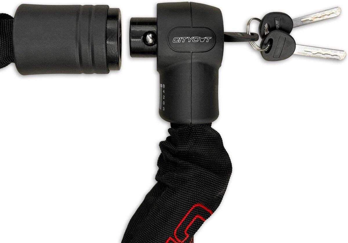 Lucchetto bici a catena 120 cm nero rosso - ART4 2/3