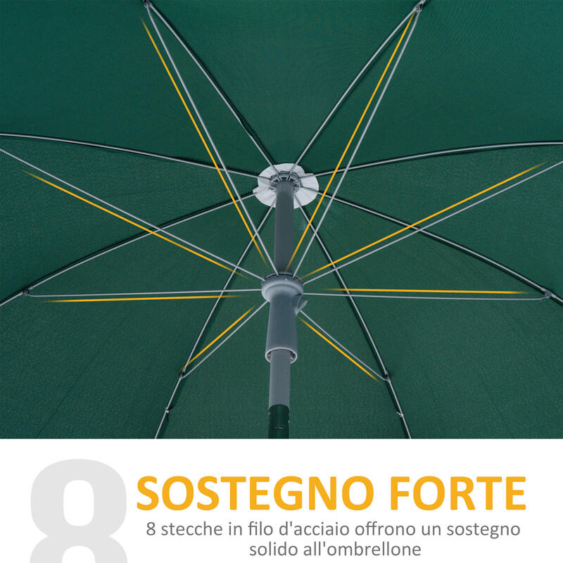 Outsunny Umbrelă de Exterior 2X2.3M cu Baldachin Înclinabil Verde