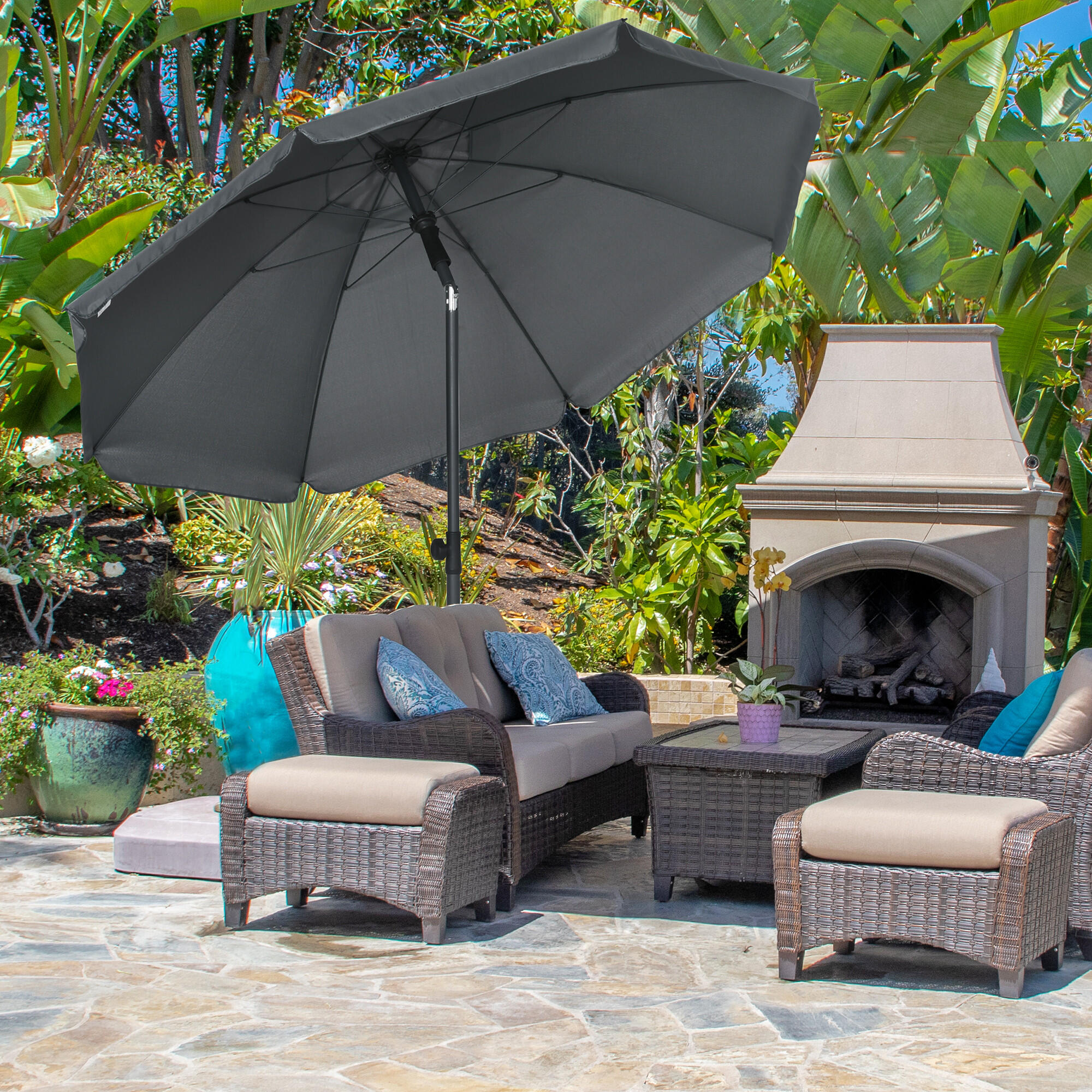 Sombrilla de Playa Outsunny 180x180x209 cm Gris Oscuro 2/7