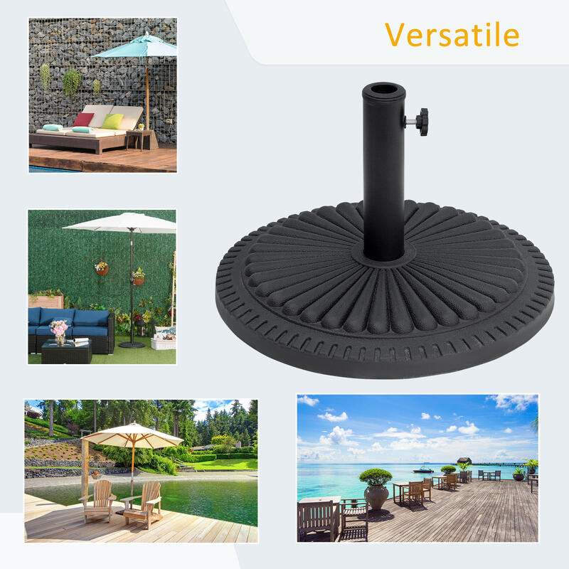 Outsunny Bază Rotundă de Umbrelă din Plastic 15 kg pentru Stâlpi de 35-38-48  mm