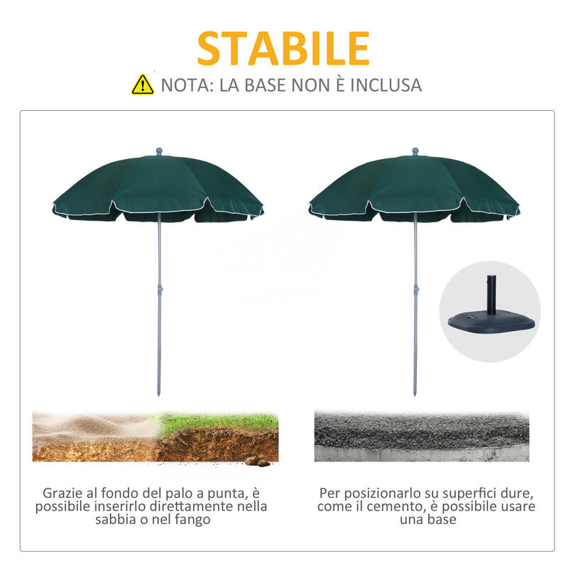 Outsunny Umbrelă de Exterior 2X2.3M cu Baldachin Înclinabil Verde