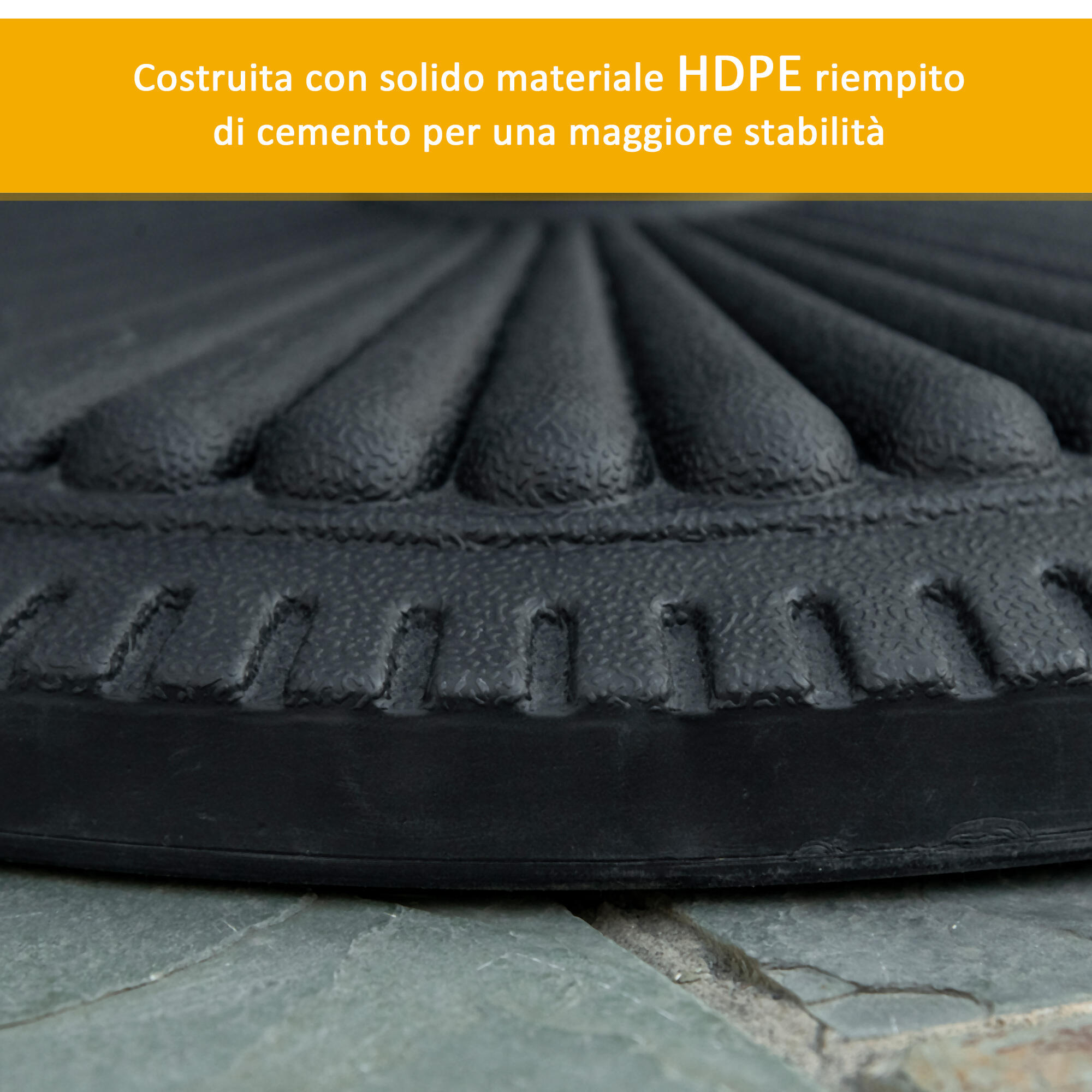 Outsunny Base per Ombrellone Rotonda in Plastica 15kg per Pali da Ф35-38-48mm 5/8