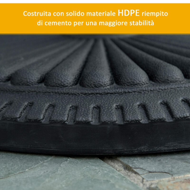 Outsunny Bază Rotundă de Umbrelă din Plastic 15 kg pentru Stâlpi de 35-38-48  mm