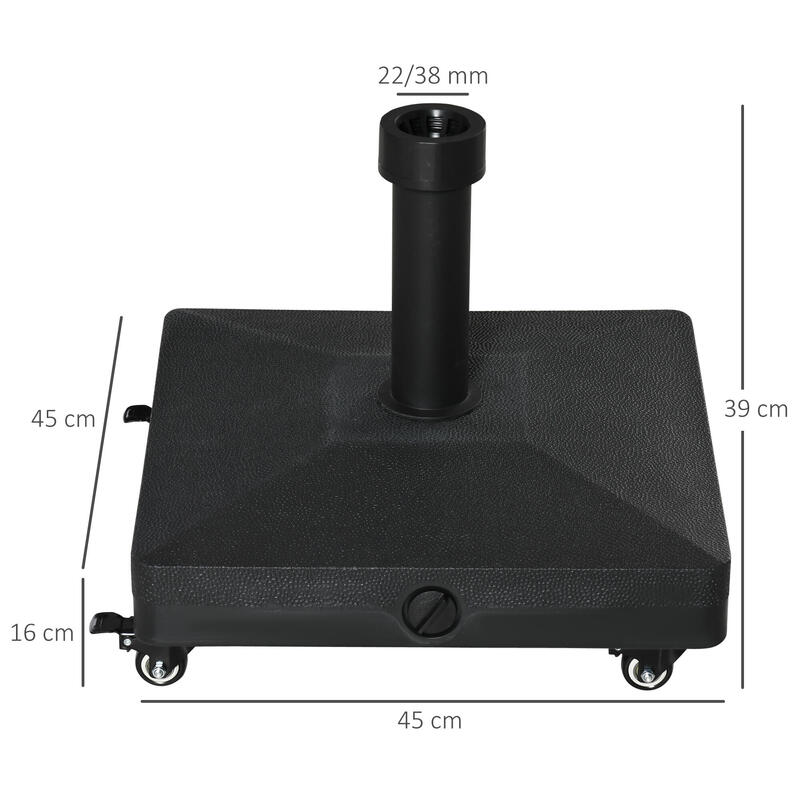 Outsunny Bază de Umbrelă cu Roți Umplută Până La 20 kg pentru Stâlpi Ø28-38 mm