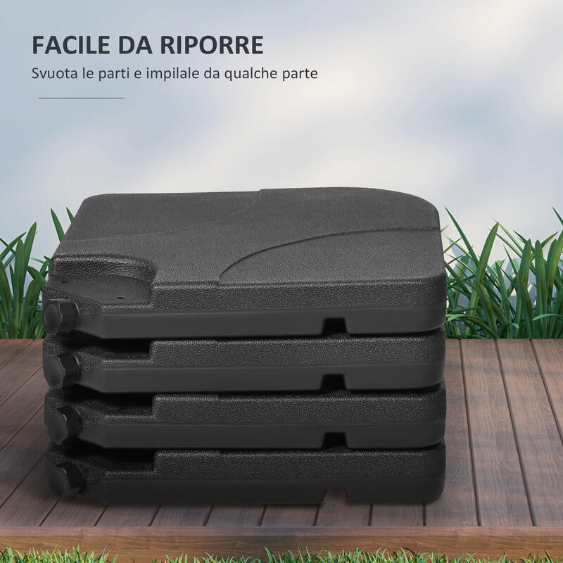Outsunny Set de Bază pentru Umbrele 4 Bucăți din Hdpe Umplut cu Apă Sau Nisip