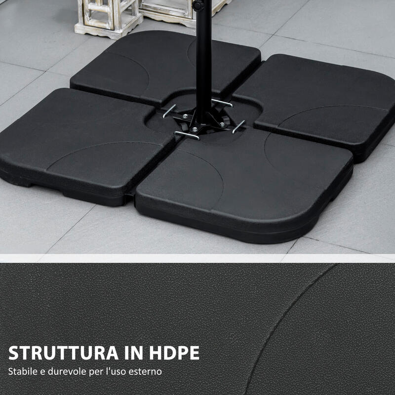 Outsunny Set de Bază pentru Umbrele 4 Bucăți din Hdpe Umplut cu Apă Sau Nisip