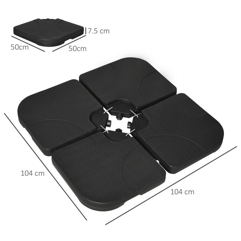 Outsunny Set de Bază pentru Umbrele 4 Bucăți din Hdpe Umplut cu Apă Sau Nisip