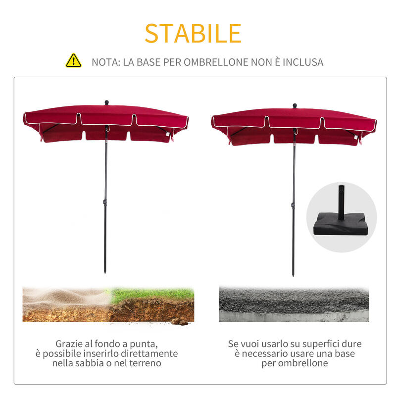 Outsunny Umbrela de Exterior Dreptunghiulara 2X2.4 m Rosie
