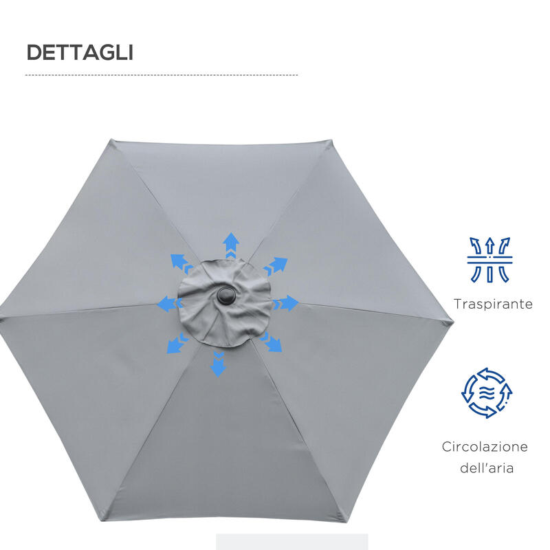 Outsunny 2.3X2M Umbrelă de Exterior Înclinabilă cu deschidere Manivelă Gri